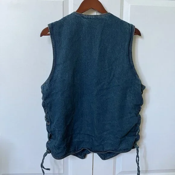 Milwaukee Performance Apparel Vest Mens M Denim Side Lace -up Motorcycle Biker - Picture 4 of 9